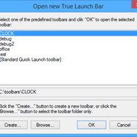 New True Launch Bar dialog box