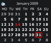 skin - Tiny Calendar (transparent white)